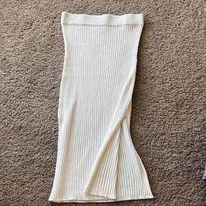 Love Tree Cream Ribbed Pencil Skirt